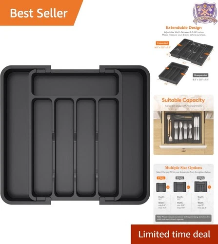 Silverware Drawer Organizer Expandable Plastic Cutlery Tray for Kitchen Use