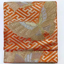7023 Japanese Vintage Fukuro Obi Belt Kimono Fabric Silk Traditional Untailored