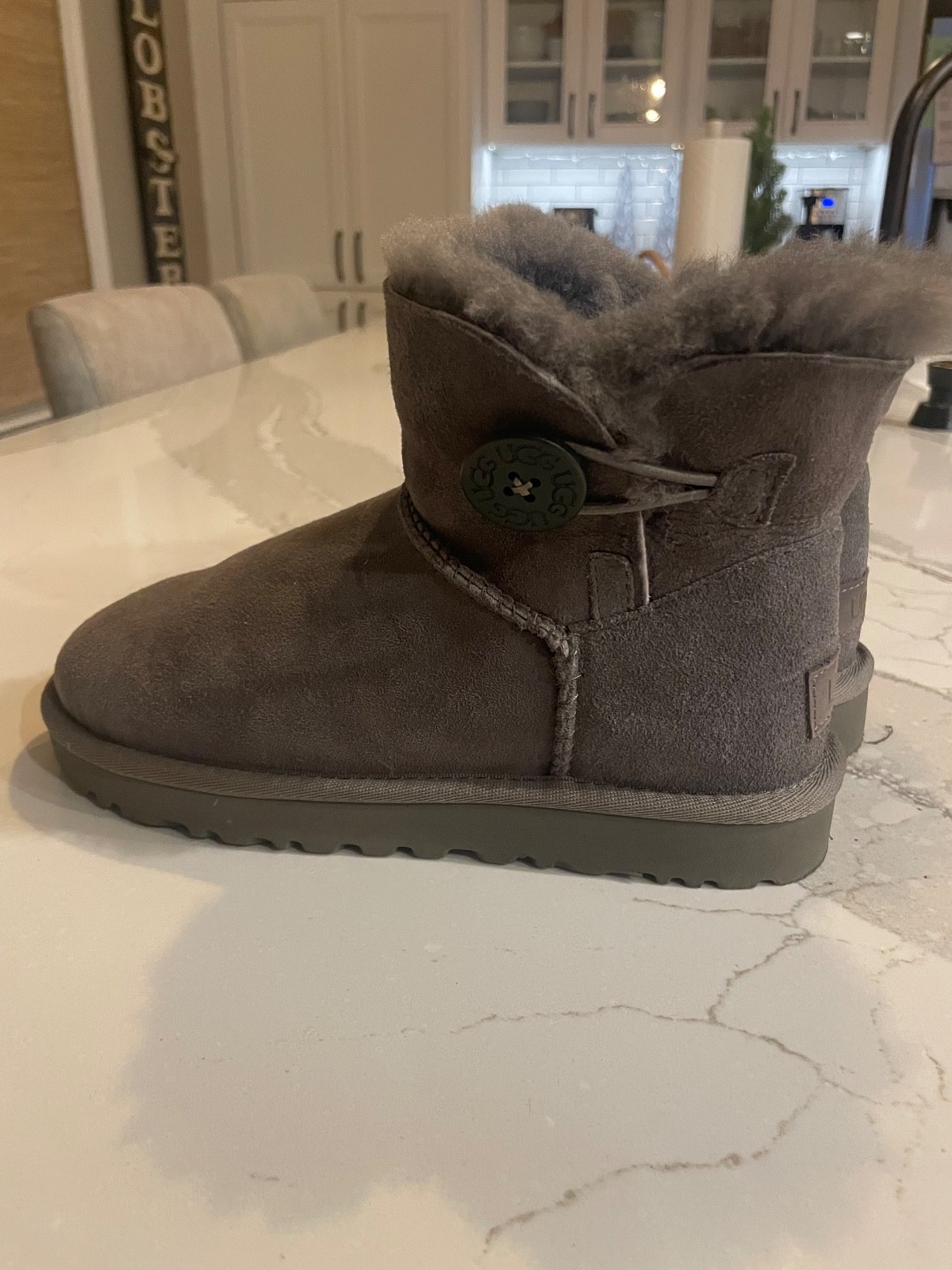 Grey Uggs Mini Bailey Button size 5 - image 1