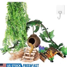 Coconut House Reptile Habitat Climbing Vines Hiding Space Lizards Frogs Snakes