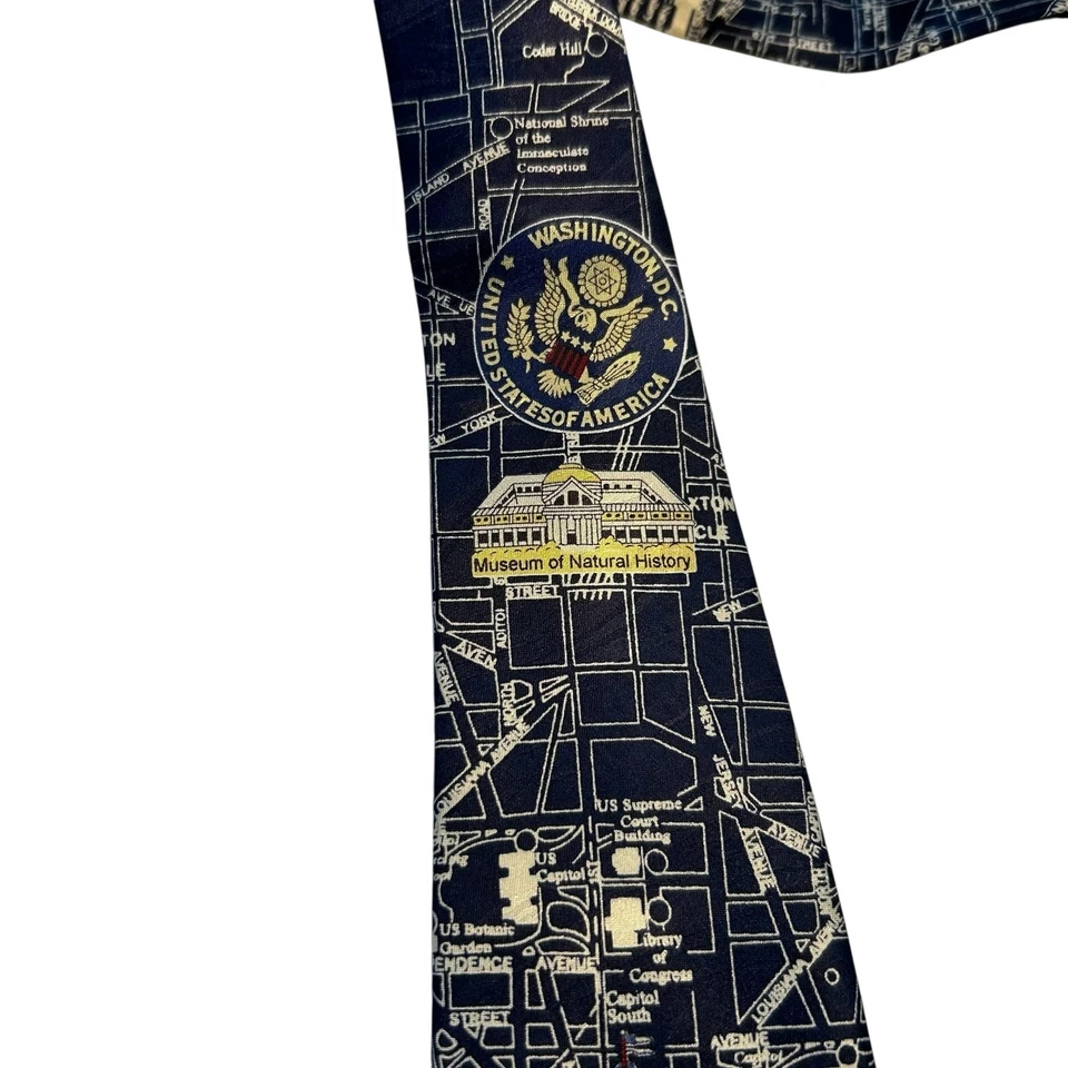 Museo Artefactos Washington DC Corbata de Seda Capitolio Mapa Monumentos Patrióticos Para Hombres Foto 4 de 4