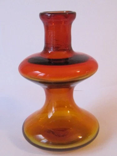 VTG Blenko Glass Amberina Mushroom Bud Vase Wayne Husted Design 1957 57-F  5.25“