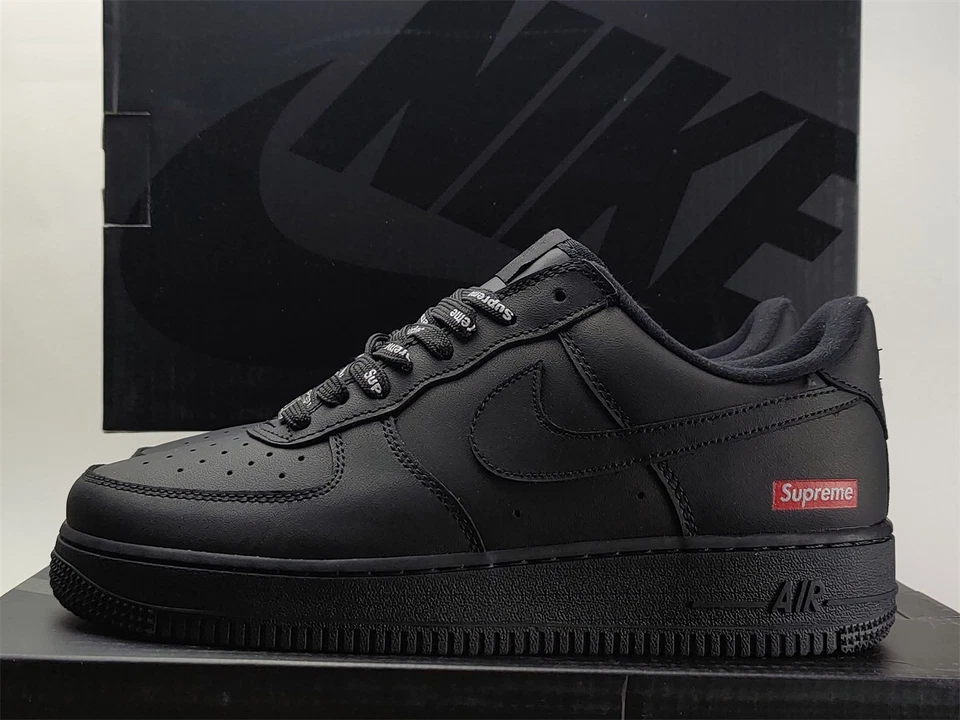 Tênis masculino Nike Air Force 1 x Supreme caixa baixa logotipo preto tamanho EUA CU9225-100 - Imagem 4 de 4