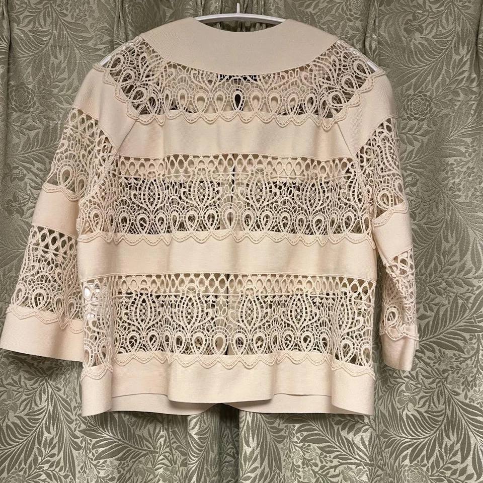 Cárdigan Christian Dior Marfil Lana Encaje Diseño Talla M Estilo Elegante Foto 2 de 4