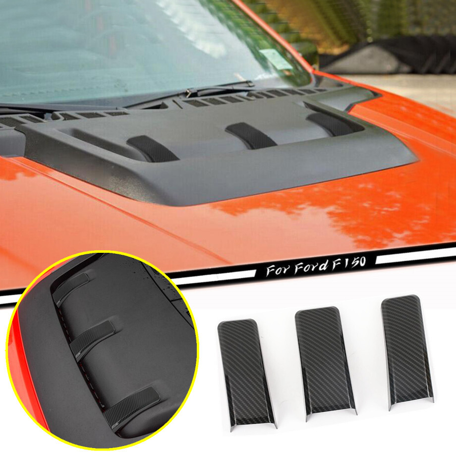 2021-2023 Ford F150 Raptor Carbon Fiber Hood Vent Cover Trim 3P