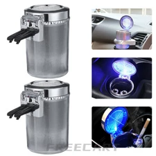 2X Car Ashtray LED Light Up Smokeless Ash Cigarette Cylinder Holder Cup Colorful