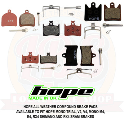 Hope All Weather Compound Brake Pads Mono Trial V2 V4 M4 E4 RX4 All Options New
