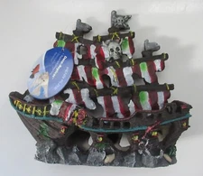 Penn-Plax Small Striped Sails Pirate Ship Aquarium Ornament Fish Tank Decoration