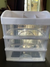 BEAUTY/MAKE UP WHITE/CLEAR 3 DRAWER/MULTI TOP COMPARTMENT STORAGE UNIT- NEW