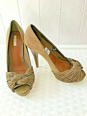 Zara Basics Nude Kunstwildleder High Heel Schuh Größe 37 (4) Classic Stiletto Plateau