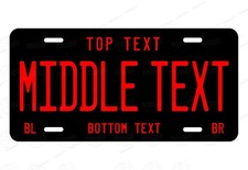 Any Text Custom Blk/Red License Plate Metal Tag Auto Car Bike ATV Keychain