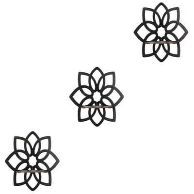 3 Stück Kristallregal Display Holz Wand Eckregal Ständer Holz Mandala Hängeregal