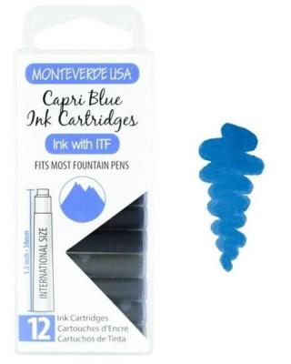Monteverde International Standard Fountain Pen Ink Cartidges, Capri Blue