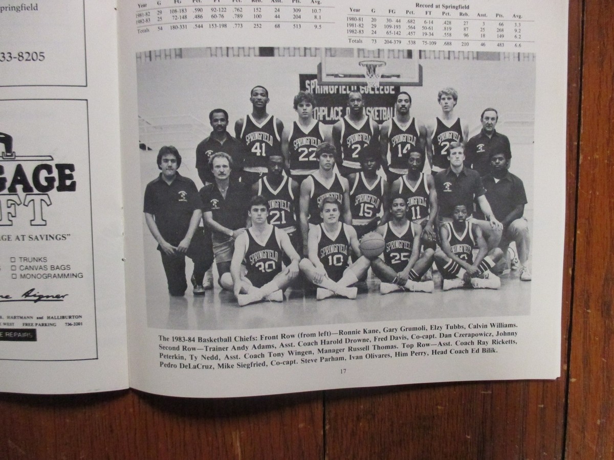 1983 Springfield College Men's Basketball Guide(19 Sign/ED BILIK
