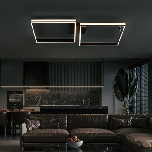 Luce Sala da Pranzo Plafoniera Luce Telecomando Dimmerabile Mobile Nero LED - Foto 4 di 12
