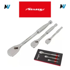 Neilsen Socket Pear Head Ratchet Handle Set 1/4" 3/8" 1/2" 90T Set EVA Foam 3pc