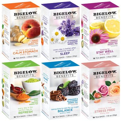 Bigelow Benefits Wellness Teas Variety Pack, Mixed Caffeinated Green Matcha &...