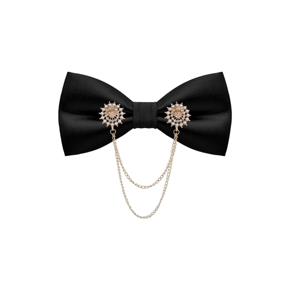 Elegant Black Beaded Bow Tie Black Velvet & Crystal Bow Tie main image 4