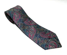 Men's Vintage MARK CROSS Silk NECKTIE Tie MADE IN SPAIN PAISLEY BLUE MAGNETA