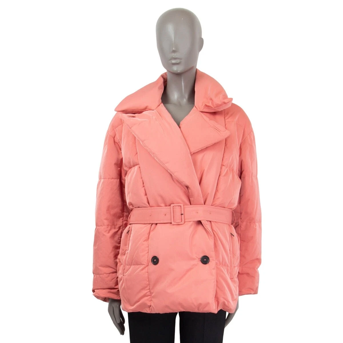 66824 auth JIL SANDER pink polyester DOUBLE BREASTED DOWN Jacket 32 XXS