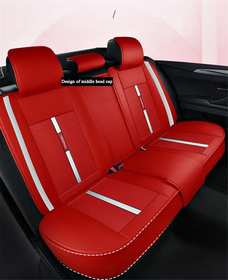 Deluxe Wear resistant Leather 5-Seat Car Seat Covers Front Rear Cushion Full Set - Image 3 of 4