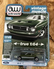 Auto World Vintage Muscle 1/64 Scale AW64352 1973 Ford Mustang Mach 1 Met Green