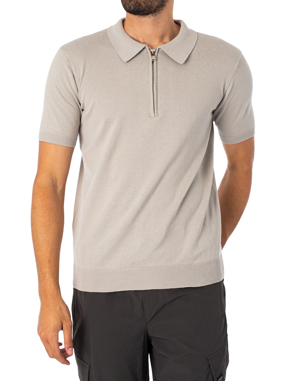 Мужская рубашка поло CAPO из египетского хлопка на молнии, серая