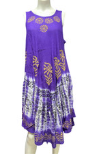 Womens Summer Sun Dress Umbrella Tie Dye flowers Beach Resort Wear Hippie