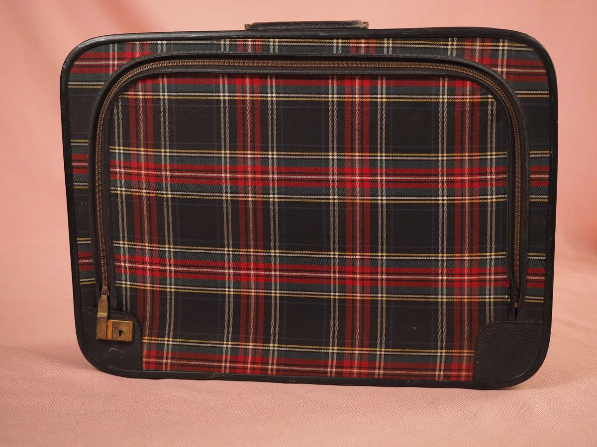 Vintage plaid suitcase hotsell
