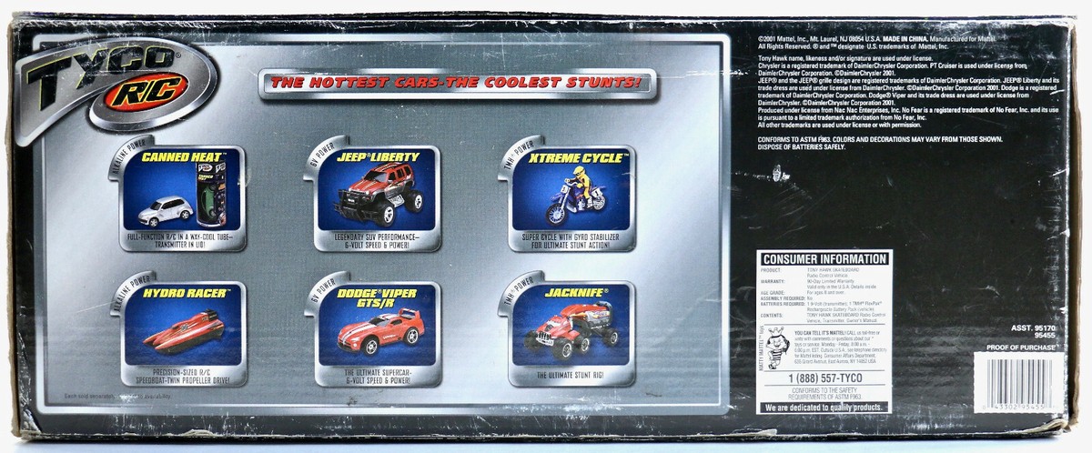 2001 Mattel Tyco R/C Radio Controlled Tony Hawk Skateboard Xtreme