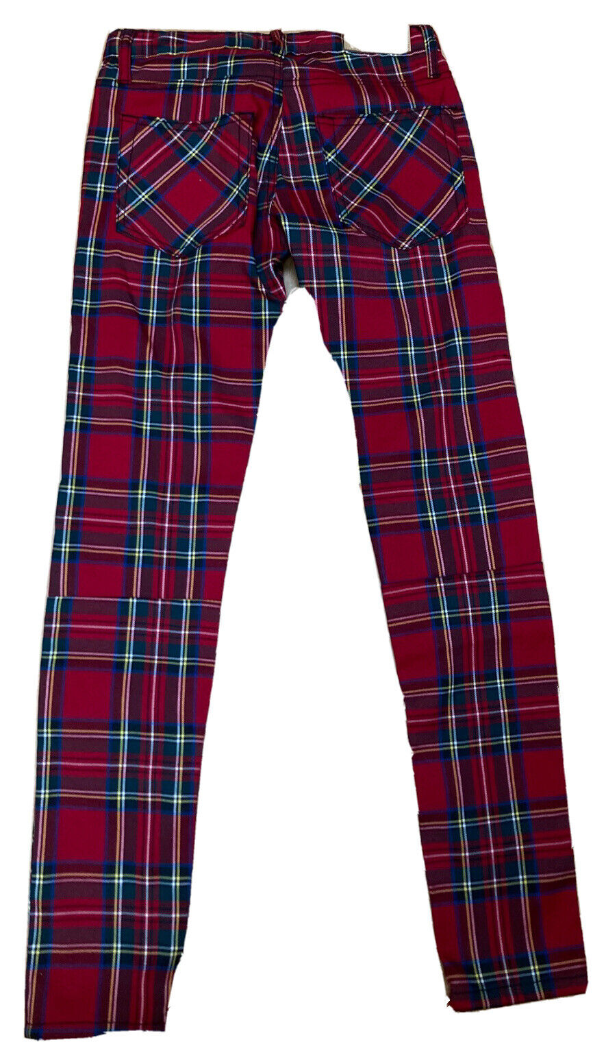 Inschrijven wandelen Productie MNML Skinny Jeans Mens 28 x 32" Red Plaid Stretch Calf Zips Button Fly NEW  | eBay