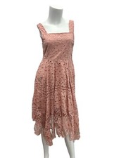 Maeve Anthropologie Aiza Pink Rose Embroidered Lace Midi Dress Size 0