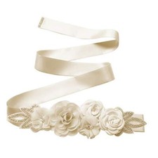 Bridal Wedding Sash Belt with Flowers Pearls Rhinestone Dress Maternity Waist