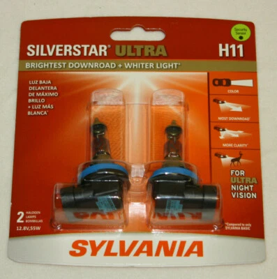 Sylvania Silverstar ULTRA H11 Pair Set High Performance Headlight 2 Bulbs NEW - Image 1 of 4