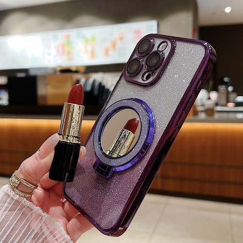 For iPhone 16 Pro Max 15 14 13 12 11 8 7 Magnetic Makeup Mirror Case with Stand - Picture 4 of 16
