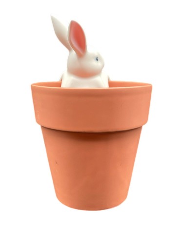 Department 56 White Bunny Rabbit Planter Terra Cotta Glaze - Picture 5 of 8