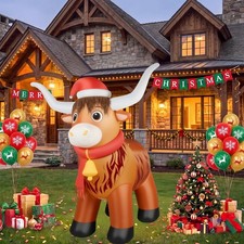 6FT Highland Cow Inflatable - Cute Farm Ranch Decor for Xmas Yard Party Decor