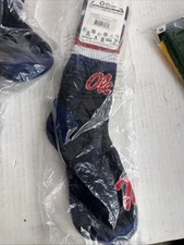 Ole Miss Rebels Premium For Bare Feet Athletic Socks Strideline Crew NCAA NWT
