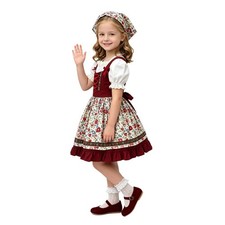 Kids Girls Costume Celebration Cospaly Country Dress Up Outfit Dirndl School