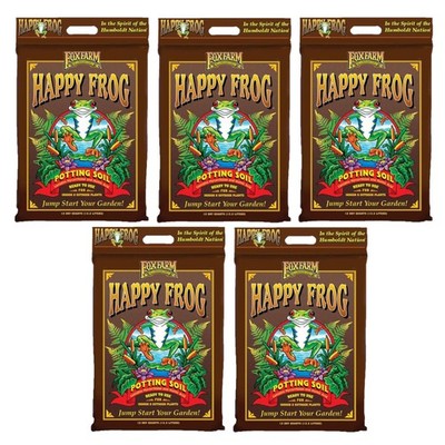 FoxFarm Happy Frog Ready to Use Potting Soil with Mycorrhizae, 12qt, 5 Pack