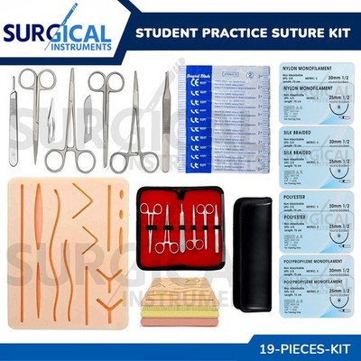 19 Piece Practice Suture Kit For Medical and Veterinary Student Training Set