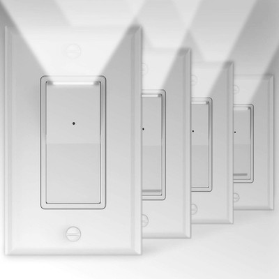 4 Pack Illuminated Light Switch, Decora Paddle Rocker with LED Night ,