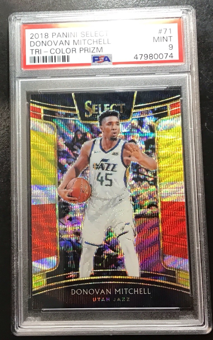 🔥2018 Panini Select Donovan Mitchell Tri-Color Prizm Basketball #71 PSA 9 MINT