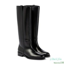 Women's Knee High Boots Leather Shoes Equestrian Riding Pull On Winter Oversize