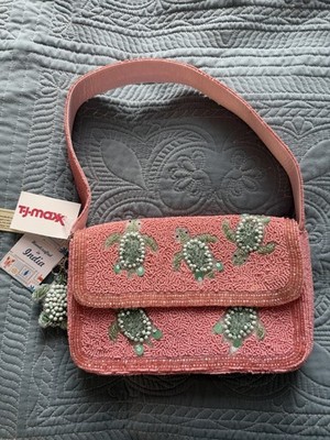 RARE Release Viral Handcrafted in India Pink Beaded Sea Turtle Shoulder Bag NWT
