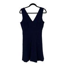 Vince Camuto dress Pixie Crepe v neck fit and flare blue size 8
