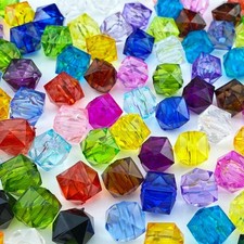 Jmassyang 200 Pieces 10mm Acrylic Faceted Cube Beads 10MM, Mixed Colors