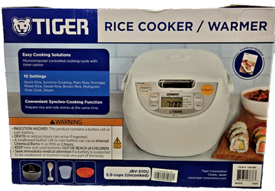Tiger JBV-S10U 5.5 Cup Microcomputer Rice Cooker - White for sale