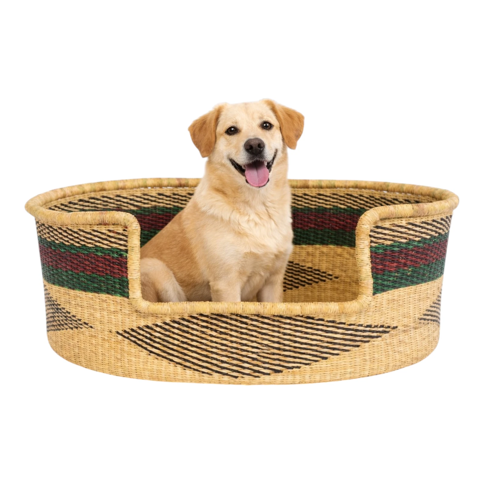 Woven Wicker Style Dog Bed - Artisan Bolga Basket - Sustainable Pet Decor