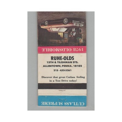 1978 Oldsmobile Dealer Matchbook Cover Ruhe-Olds Allentown PA